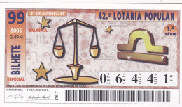 PORTUGAL LOTTERY TICKET 1999 - Billets De Loterie