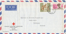 Congo Kinshasa RED CROSS Cover Sent To Denmark 16-2-1967 The Flap On The Backside Of The Cover Is Missing Folded Cover - Afgestempeld