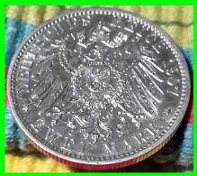 ALEMANIA  (PREUSSEN) - WILHELM II DEUTSCHER - MONEDA DE 2 MARK KAISER KÖNIG V. PREUSSEN - JAHR 1907 PLATA - 2, 3 & 5 Mark Silber