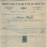 Brazil 1924 National Manufacture Leather Accessories For Textile Industry Invoice Petrópolis National Treasury Tax Stamp - Covers & Documents