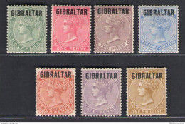1866 Gibilterra, Stanley Gibbons N. 1/7 - Vittoria Soprastampati - MH* - Sonstige & Ohne Zuordnung