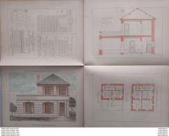 PETITES CONSTRUCTIONS FRANCAISES PL. 53 A 56  EDIT. THEZARD MAISON DE CAMPAGNE AVEC TERRASSE - Architecture