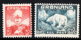 Greenland 1946 20 & 40 Ǿ Danmark King Christian X & Polar Bear 2 Values. MNH - Unused Stamps