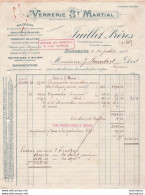 FACTURE 1938  BORDEAUX JUILLET FRERES VERRERIE ST MARTIAL - 1900 – 1949