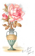 BELLE CARTE POSTALE  - Magnifique Vase De Roses - .(Circulée En 1907) - Saluti Da.../ Gruss Aus...