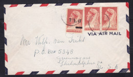 Netherlands Suriname - 1946 Airmail Cover Paramaribo To USA Surcharged Stamp - Surinam ... - 1975