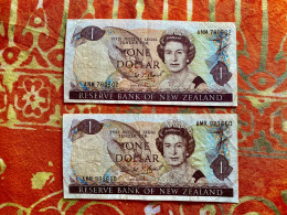 Set Of 2 Banknotes 1$ Dollar NEW-ZEALAND - Queen Elizabeth II - Nieuw-Zeeland