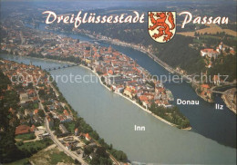 72411686 Passau Zusammenfluss Von Donau Inn Und Ilz Fliegeraufnahme Passau - Passau