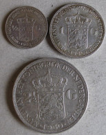 3 Pièces De 1/2 Gulden ,1 Gulden Et 2 1/2 Gulden 1930, Wilhelmina I, En Argent, KM# 160, KM# 161 Et KM# 165 - Zonder Classificatie