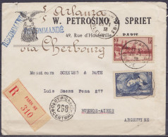 France - Env. Recommandée Par Avion Affr. N°388+391 Càd "PARIS-83/20-7-1938/ R.BLEUE" Pour BUENOS AIRES "via Cherbourg / - Brieven En Documenten