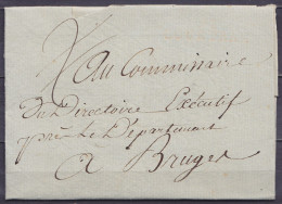 L. Datée 3 Fructidor An 4 (21 Août 1796) De THIELT Pour BRUGES - Port "2" Barré - 1794-1814 (Période Française)
