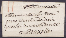 L. Datée 24 Octobre 1763 De CHARLEROY Pour Marchande De Vin à BRUXELLES Par Messager - Port "II" à La Craie Rouge - 1714-1794 (Paises Bajos Austriacos)