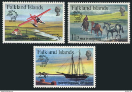 Falkland 295-297, MNH. Mi 292-294 UPU Membership Centenary, 1979. Mail Delivery. - Falkland