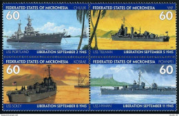 Micronesia 231 Ad Block,MNH. Mi 435-438. End Of World War II 50. 1995. Warships. - Micronésie