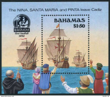 Bahamas 692, MNH. Mi 719 Bl.69. 1990. Discovery Of America-500. Columbus Fleet. - Bahamas (1973-...)