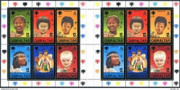 Gibraltar 385 Gutter Block,MNH.Mi 395-400 Bl.6. Christmas 1979.IYC-1979.Children - Gibraltar