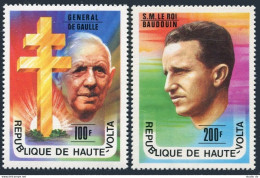 Burkina Faso 434-435,MNH.Michel 674-675. Charles De Gaulle,King Baudouin,1977. - Burkina Faso (1984-...)