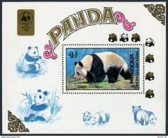 Mongolia 1776 Sheet, MNH. Michel 2039 Bl.134. Giant Panda. WWF 1989, Emblem. - Mongolie