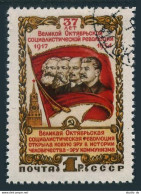Russia 1735,CTO.Michel 1737. October Revolution-37th Ann.1954.Marx-Lenin-Stalin. - Gebruikt