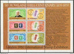 St Vincent 547a Sheet, MNH. Michel Bl.9. Sir Rowland Hill, 1979. Map. - St.Vincent (1979-...)