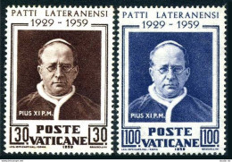 Vatican 254-255, MNH. Michel 313-314. Pope Pius XI. Lateran Pacts, 1959. - Unused Stamps