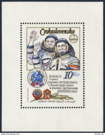 Czechoslovakia 2226 Sheet, MNH. Gubarev, Remek, Intercosmos Emblem,Arms Of USSR, - Neufs