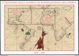 Vatican 903, MNH. Michel Bl.13. Discovery, Evangelization Of America,500, 1992.  - Nuevos