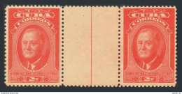 Cuba 406 Gutter Pair, MNH. Mi 209. Franklin D. Roosevelt, 2nd Death Ann. 1947. - Neufs