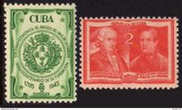 Cuba 394-395, Lightly Hinged. Michel 199-200. Economic Society Of Friends, 1945. - Nuevos