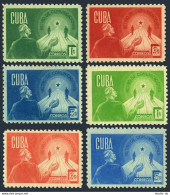 Cuba 381-386, Hinged. Michel 187-189 A, B. Retirement Security, 1943-1944. - Unused Stamps