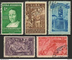 Cuba 387-391,C36-37, Used. Mi 190-196. Columbus-450,1944.Bartolome De Las Casas. - Nuevos