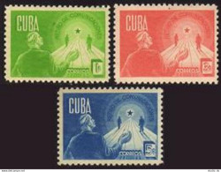 Cuba 384-386, Lightly Hinged. Michel 187b-189b. Retirement Security, 1944. - Unused Stamps