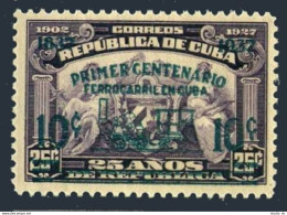 Cuba 355, Lightly Hinged. Mi 154. Cuban Railroads-100, 1937. Arms, Overprinted. - Ongebruikt