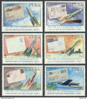 Cuba 3207-3212, MNH. Mi 3372-3377. Cosmonauts Day 1990. Rockets. Ship, Letters. - Unused Stamps