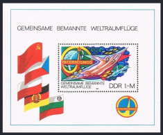 Germany-GDR 2097, MNH. Michel 2502 Bl.58. Intercosmos, 1980. Salyut 6 And Soyuz. - Ungebraucht