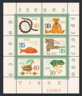 Germany-GDR 2231 Af Sheet, MNH. Mi 2661-2666 Klb. Toys 1981. Jointed Snake, Frog - Unused Stamps