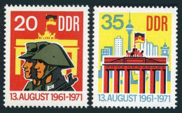 Germany-GDR 1316-1317, MNH, Michel 1691-1692. 10th Years Of Berlin Wall, 1971. - Ongebruikt