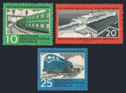 Germany-GDR 529-531,MNH.Mi 804-806. German Railroads,125,1960.Ferry,Locomotive, - Ungebraucht