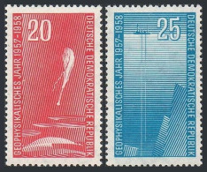 Germany-GDR 371-372, MNH. Mi 616-617. IGY 1957-1958.  Balloon, Ship - Deep Sea - Unused Stamps