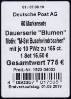 FB 91a Blume Buschwindröschen, Folienblatt-BANDEROLE Zusatz: Deutsche Post AG - 2011-2020