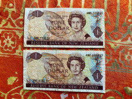 Pair Of 2 Banknotes 1$ Dollar - NEW-ZEALAND - Queen Elizabeth II - Nieuw-Zeeland