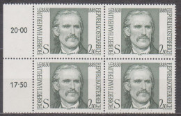 1980 , Mi 1636 ** (3) -  4er Block Postfrisch - 150. Geburtstag Von Robert Hamerling - Unused Stamps