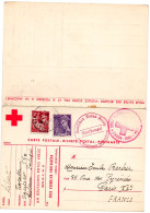 PORTUGAL. 1942. MESSAGE CROIX-ROUGE PORTUGAISE. VIA ALEMAGNE ET FRANCE. CARTE POSTALE REPONSE (non Utilisée). - Marcofilie