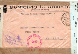 ITALIE.1944.OCCUPATION ANGLO-AMERICAINE. TRIPLE CENSURE.  C.I.C.R./A.P.G.CROIX-ROUGE.GENÈVE.  - Occup. Anglo-americana: Napoli