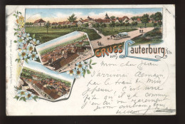 67 - LAUTERBOURG - LAUTERBURG - GRUSS AUS - CARTE LITHOGRAPHIQUE PIONNIERE VOYAGEE EN 1897 - Lauterbourg