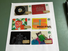 - 7 - Starbucks Gift Card 6 Different Cards - Gift Cards