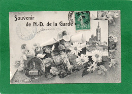 13 Marseille - Souvenir De N.-D. De La Garde CPA Année 1911  EDIT EL  N° 358  Multivues  Impeccable - Notre-Dame De La Garde, Ascenseur