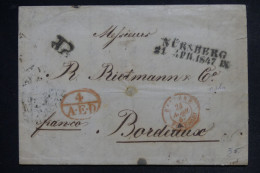 FRANCE - Cachet D'entrée " Baviere. Forbach " Sur Lettre De Nurnberg  Pour Bordeaux En 1847 - L 152707 - Entry Postmarks