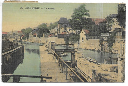 Cpa...Maubeuge...la Sambre...écluses...1909...(couleur..toilée)... - Maubeuge