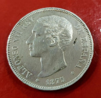 ESPAÑA. AÑO 1875. 5 PTAS PLATA  ALFONSO XII  DE M. PESO 24,9 GR - Erstausgaben